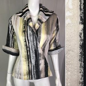 Lorain Croft Metallic Silk Shantung Abstract Wrap Jacket Top Anthropologie